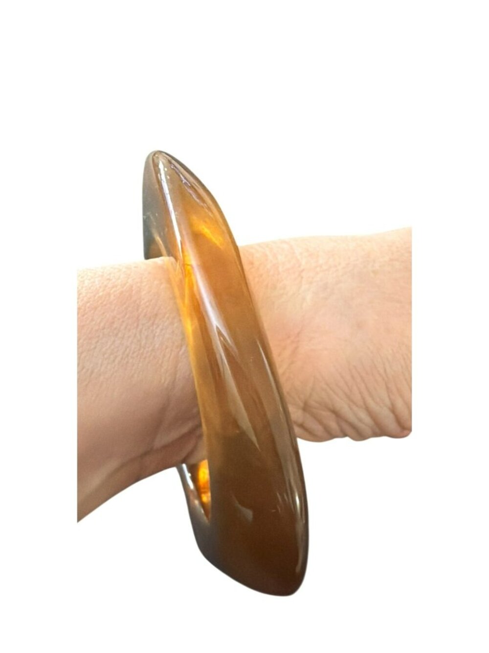 Amber-Colored Resin Bangle Bracelet Mayamar Dust Bag
